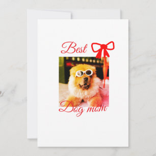 Cartes Pour Fêtes Annuelles Meilleur maman papa chien photo ruban rouge nom ch