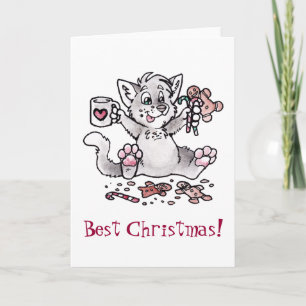 Cartes Pour Fêtes Annuelles Meilleur Noël ! Chat