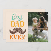 Cartes Pour Fêtes Annuelles Meilleur Papa Moustache Photo Fête des Pères (Devant / Derrière)