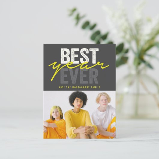 Cartes Pour Fêtes Annuelles Meilleure année écriture manuscrite Script Photo m (Debout devant)