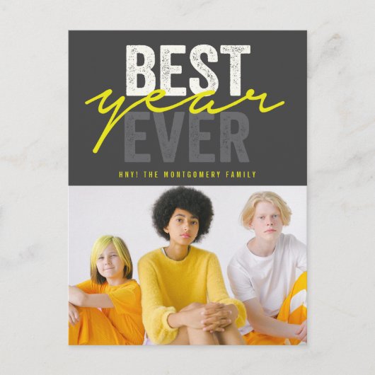 Cartes Pour Fêtes Annuelles Meilleure année écriture manuscrite Script Photo m (Devant)