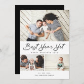 Cartes Pour Fêtes Annuelles Meilleure année mais moderne Script 3 Collage Phot (Devant / Derrière)