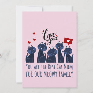 CARTES POUR FÊTES ANNUELLES MEILLEURE MAMAN CHAT POUR FAMILLE MIAULEUSE