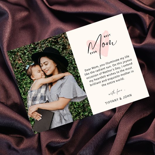 Cartes Pour Fêtes Annuelles Meilleure Maman Ever Rose Script Message Mignon