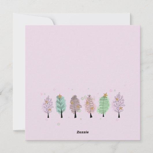 Cartes Pour Fêtes Annuelles Meilleures salutations de Noël Pastel Trees (Dos)