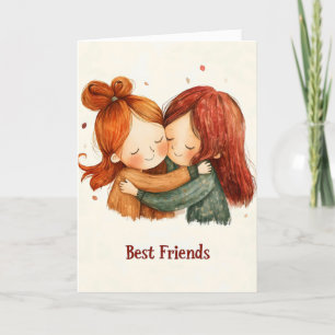 Cartes Pour Fêtes Annuelles Meilleurs Amis Cute Girls