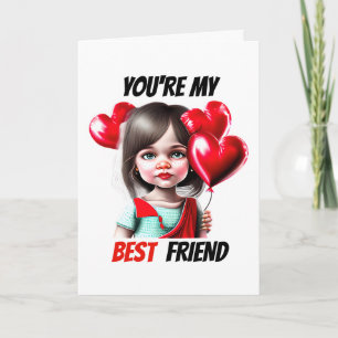 Cartes Pour Fêtes Annuelles Meilleurs amis Valentine's souhaits fille caucasie