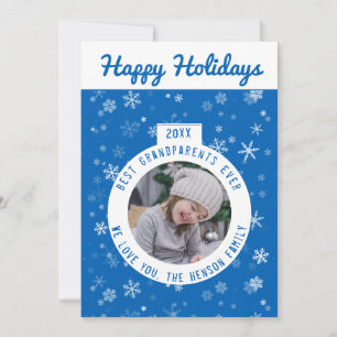 Cartes Pour Fêtes Annuelles Meilleurs Grands-Parents Boule Flocon de Neige Ble