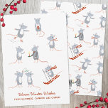 Cartes Pour Fêtes Annuelles Mélange d'hiver<br><div class="desc">Petites souris adorables s'amuser dans la neige hivernale,  le ski,  le patinage,  s'embrasser sous le faux orteil et en général profiter de la vie! Art original de Nic Squirrell. Modifiez le texte du message d'accueil et les noms à customiser.</div>