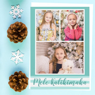 Cartes Pour Fêtes Annuelles Mele Kalikimaka   4 Photo Noël Turquoise