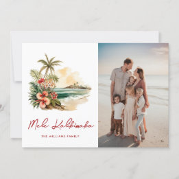 Cartes Pour Fêtes Annuelles Mele Kalikimaka Aquarelle Plage Florale Photo