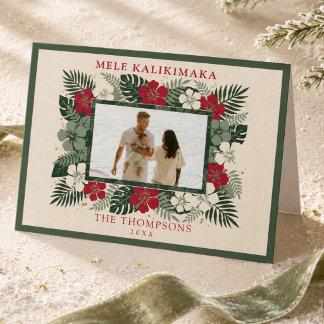 Cartes Pour Fêtes Annuelles Mele Kalikimaka Fleurs Tropicales Hawaïennes Photo
