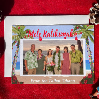 Cartes Pour Fêtes Annuelles Mele Kalikimaka Hawaiian Beach Personalized Photo