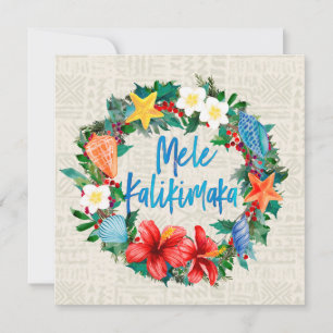 Cartes Pour Fêtes Annuelles Mele Kalikimaka Hawaiian Christmas Wreath
