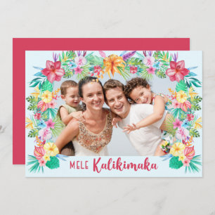 Cartes Pour Fêtes Annuelles Mele Kalikimaka Hawaiian Tropical Flowers Photo