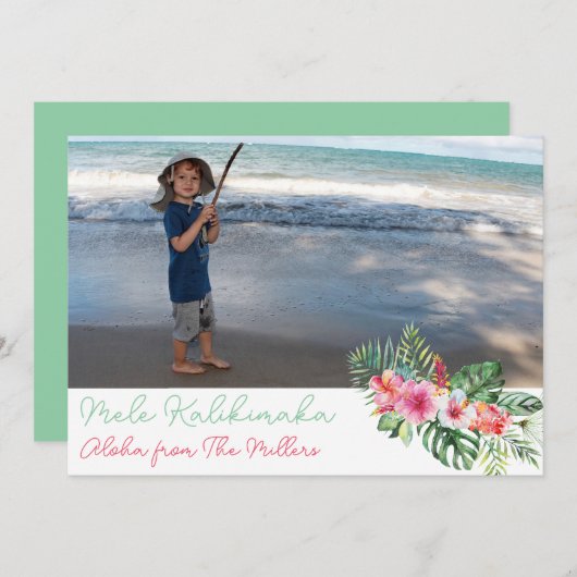 Cartes Pour Fêtes Annuelles Mele Kalikimaka Joyeux Hibiscus de Noël (Devant / Derrière)