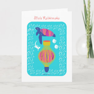 Cartes Pour Fêtes Annuelles Mele Kalikimaka (Joyeux Noël) tortue, poisson,