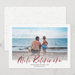 Cartes Pour Fêtes Annuelles Mele Kalikimaka Minimal Photo Noël Rouge