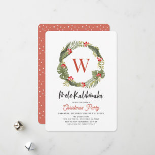 Cartes Pour Fêtes Annuelles Mele Kalikimaka Monogram Fête de Vacances Invitati