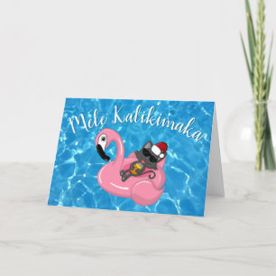 Cartes Pour Fêtes Annuelles Mele Kalikimaka Noël Flamant rose Hawaïen de chats