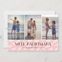 Mele Kalikimaka Palm Feuilles Photo rose moderne