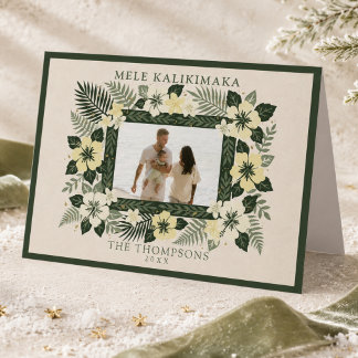 Cartes Pour Fêtes Annuelles Mele Kalikimaka Photo de famille floral hawaïen