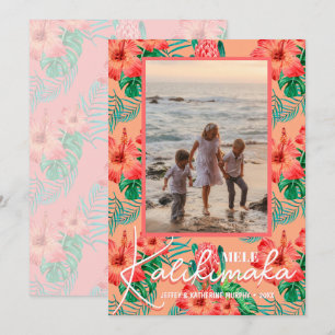 Cartes Pour Fêtes Annuelles Mele Kalikimaka Photo de Noël Floral