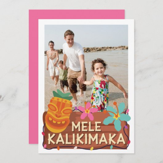 Cartes Pour Fêtes Annuelles Mele Kalikimaka Photo Hawaiian Tiki Christmas Card (Devant / Derrière)