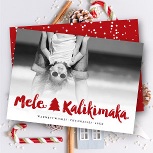 Cartes Pour Fêtes Annuelles Mele Kalikimaka Red Brush Script Photo de Noël