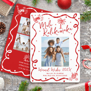 Cartes Pour Fêtes Annuelles Mele Kalikimaka Rouge 5 Photo Noël Dessin à la Mai