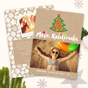 Cartes Pour Fêtes Annuelles Mele Kalimaka Hibiscus Arbre de Noël Kraft Photo
