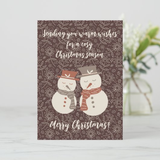 Cartes Pour Fêtes Annuelles Mellow Snowmen - Joyeux Noël! modifiable rouge v3 (Debout devant)