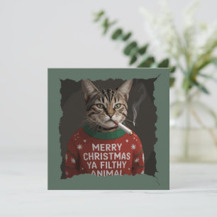 Cartes Pour Fêtes Annuelles Mème de Noël drôle de chat qui fume Sarcasm Fête