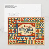 Cartes Pour Fêtes Annuelles Memorial Day Patchwork Quilt  (Devant / Derrière)