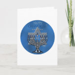 Cartes Pour Fêtes Annuelles Menora & Star of David - Happy Chanukah card<br><div class="desc">The lighting of the candelabra, known as the Hanukiyah or the Menorah, is one of the traditions and practices surrounding the celebration of Hanukkah. Jewish symbols celebrate the Hanukkah season in this design, with the words "Happy Chanukah" - "Festival of Lights". The blue Star of David refers to the the...</div>