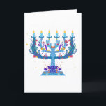 Cartes Pour Fêtes Annuelles menorah à fleurs hanoukka<br><div class="desc">"menorah fleurie hanoukka",  "menorah florale",  "hanoukka violet",  "hanoukka rose",  "hanoukka menorah",  "hanoukka menorah heureux",  "channukah",  "hanoukka fleoral",  Hanoukka", </div>