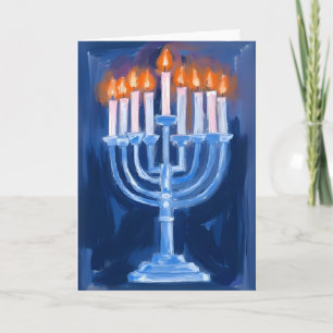 Cartes Pour Fêtes Annuelles Menorah Bleu Hanukkah