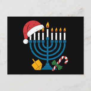 Cartes Pour Fêtes Annuelles Menorah de Hanukkah Chapeau de Père Noël de Noël D