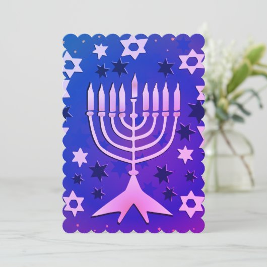 Cartes Pour Fêtes Annuelles Menorah - Happy Hanoukka Flat (Debout devant)