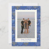 Cartes Pour Fêtes Annuelles Menorah Jaune Moderne Hanoukka Deux photos (Devant)