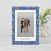 Cartes Pour Fêtes Annuelles Menorah Jaune Moderne Hanoukka Deux photos (Debout devant)