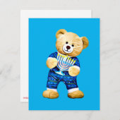 Cartes Pour Fêtes Annuelles Menorah Teddy Bear (Devant / Derrière)