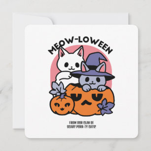 Cartes Pour Fêtes Annuelles Meow-Loween - Cute Halloween Conception Chat