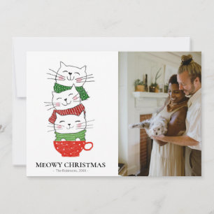 Cartes Pour Fêtes Annuelles MeowChristmas Trois Chats Coupe Écharpes Photo mig