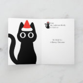 Cartes Pour Fêtes Annuelles Meowy and Funny Black Cat Christmas Holiday Card (Intérieur)
