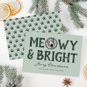 Cartes Pour Fêtes Annuelles Meowy & Bright Doodle Chat Photo Noël
