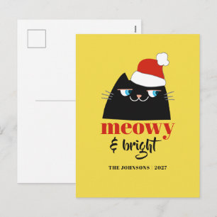Cartes Pour Fêtes Annuelles Meowy & Bright Drôle de Chat Noir de Noël