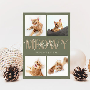 Cartes Pour Fêtes Annuelles Meowy Christmas Chat Photos Sage Green Noël