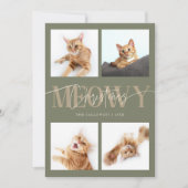 Cartes Pour Fêtes Annuelles Meowy Christmas Chat Photos Sage Green Noël (Devant)