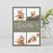 Cartes Pour Fêtes Annuelles Meowy Christmas Chat Photos Sage Green Noël (Debout devant)